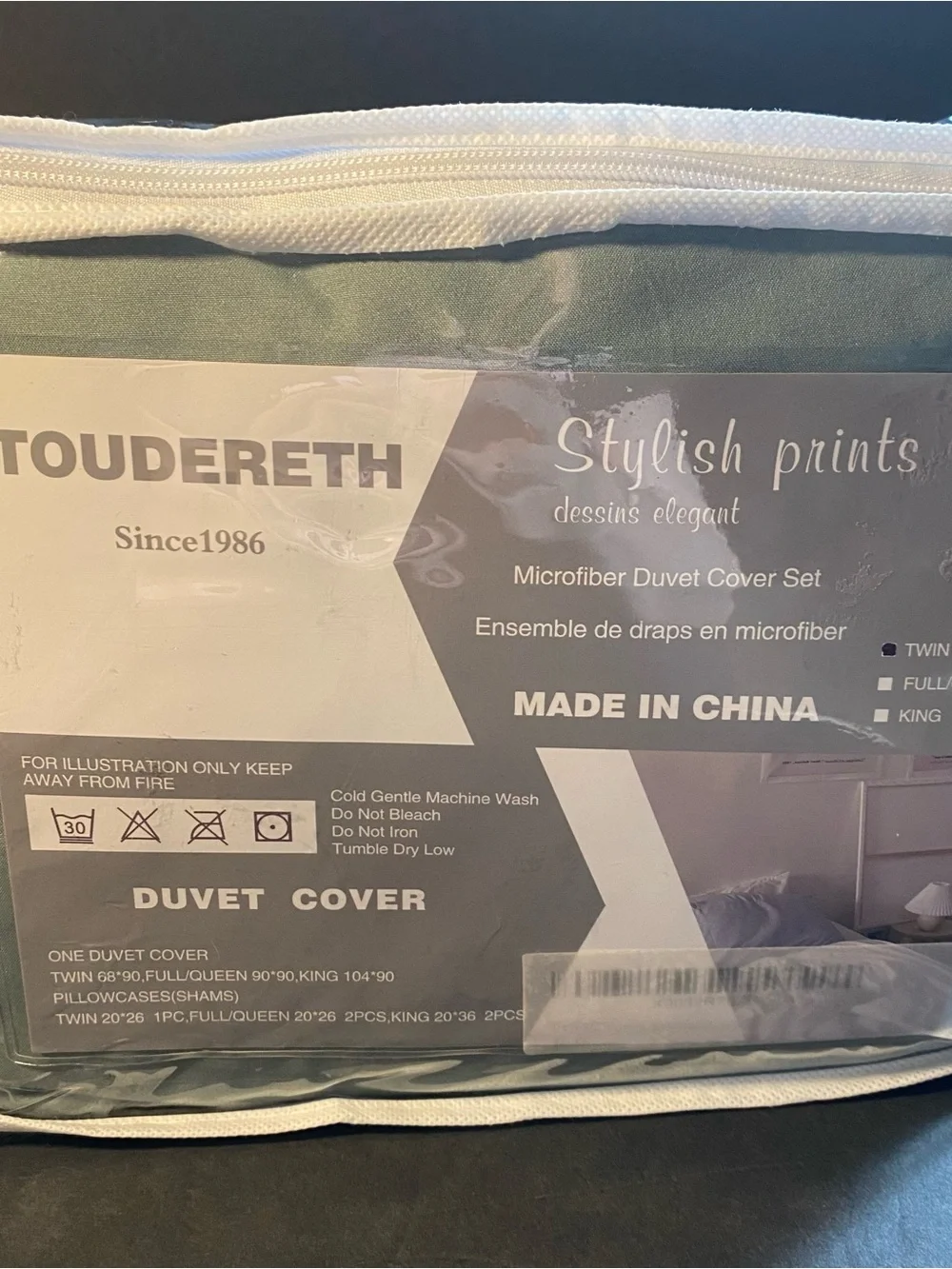 *CLEARANCE* TOUDERETH Microfiber Duvet Cover Set Sage Green Twin w/pillow case